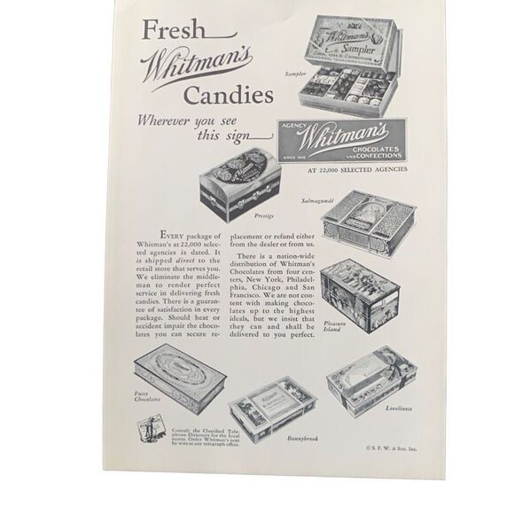 Vintage 1932 Whitman’s Chocolates & Confections Ad Advertisement - Picture 2 of 4